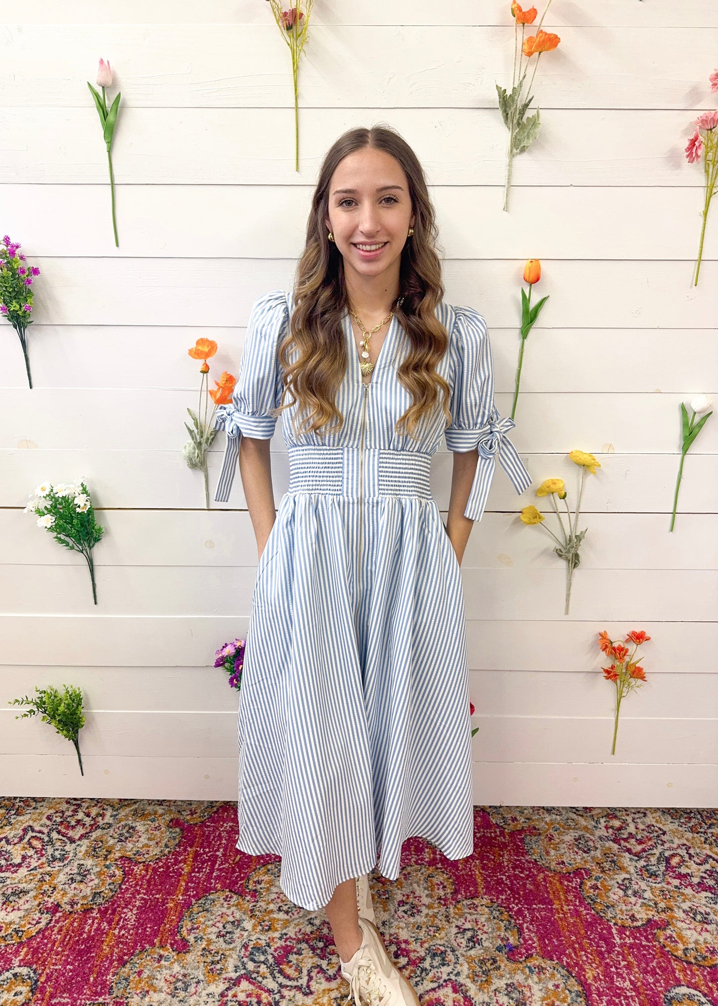 Blue Meadows Midi Dress