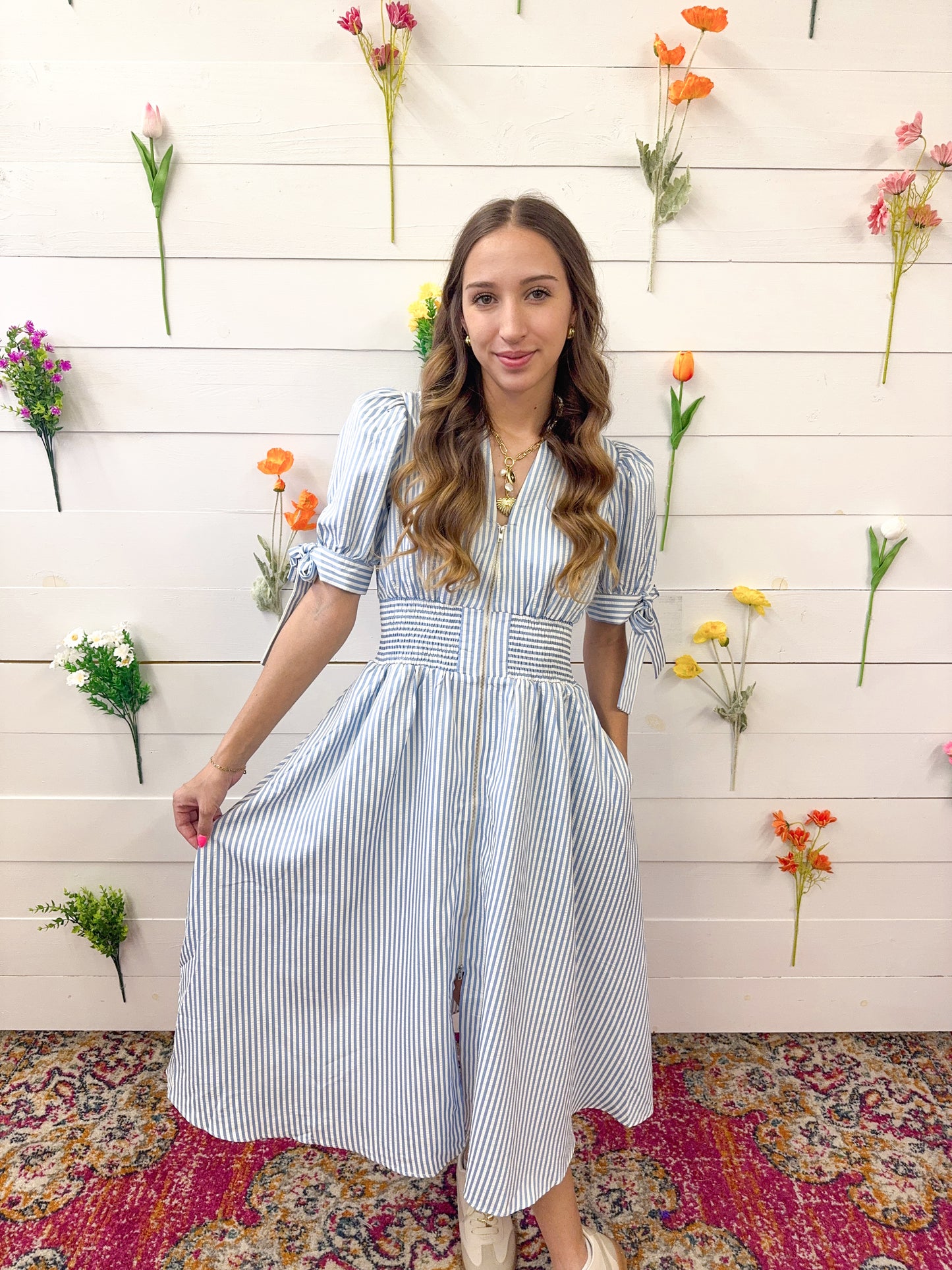 Blue Meadows Midi Dress
