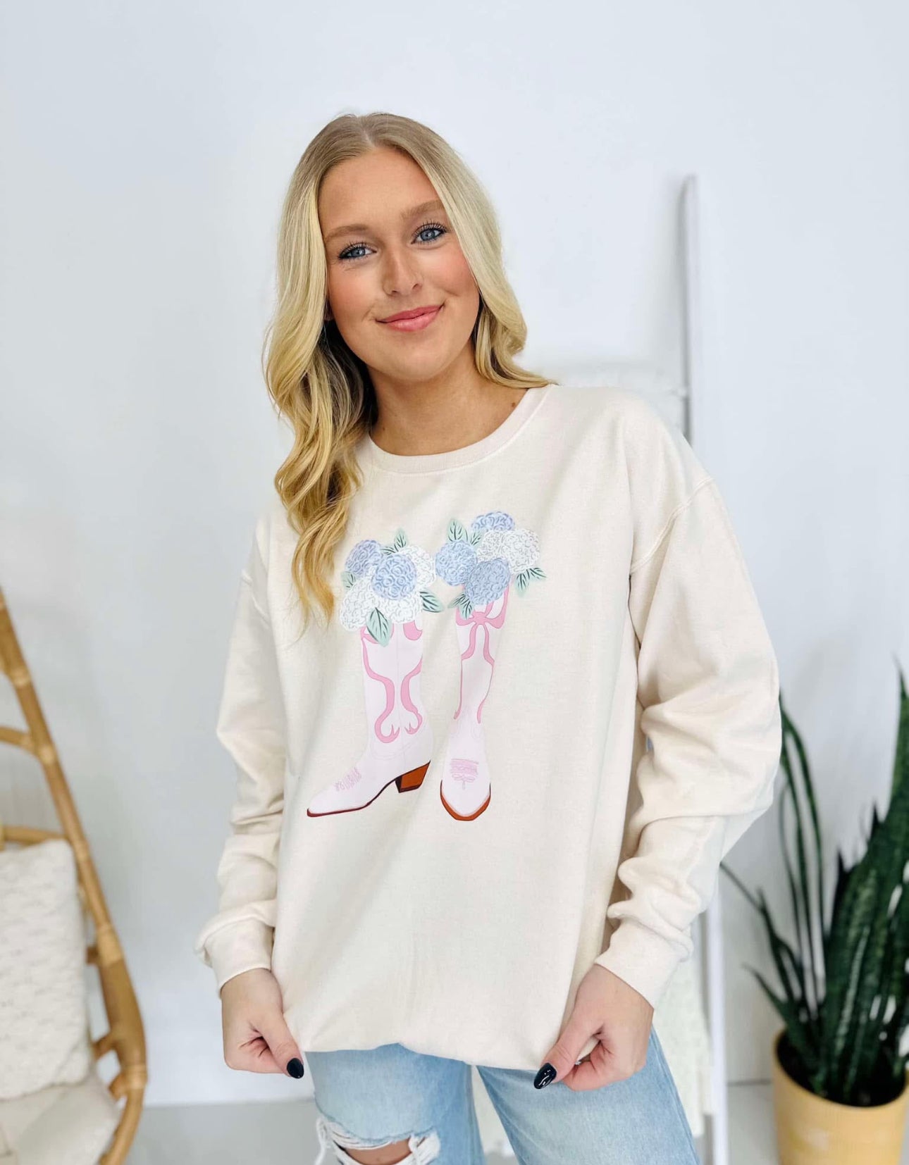Blooming Boots Crewneck