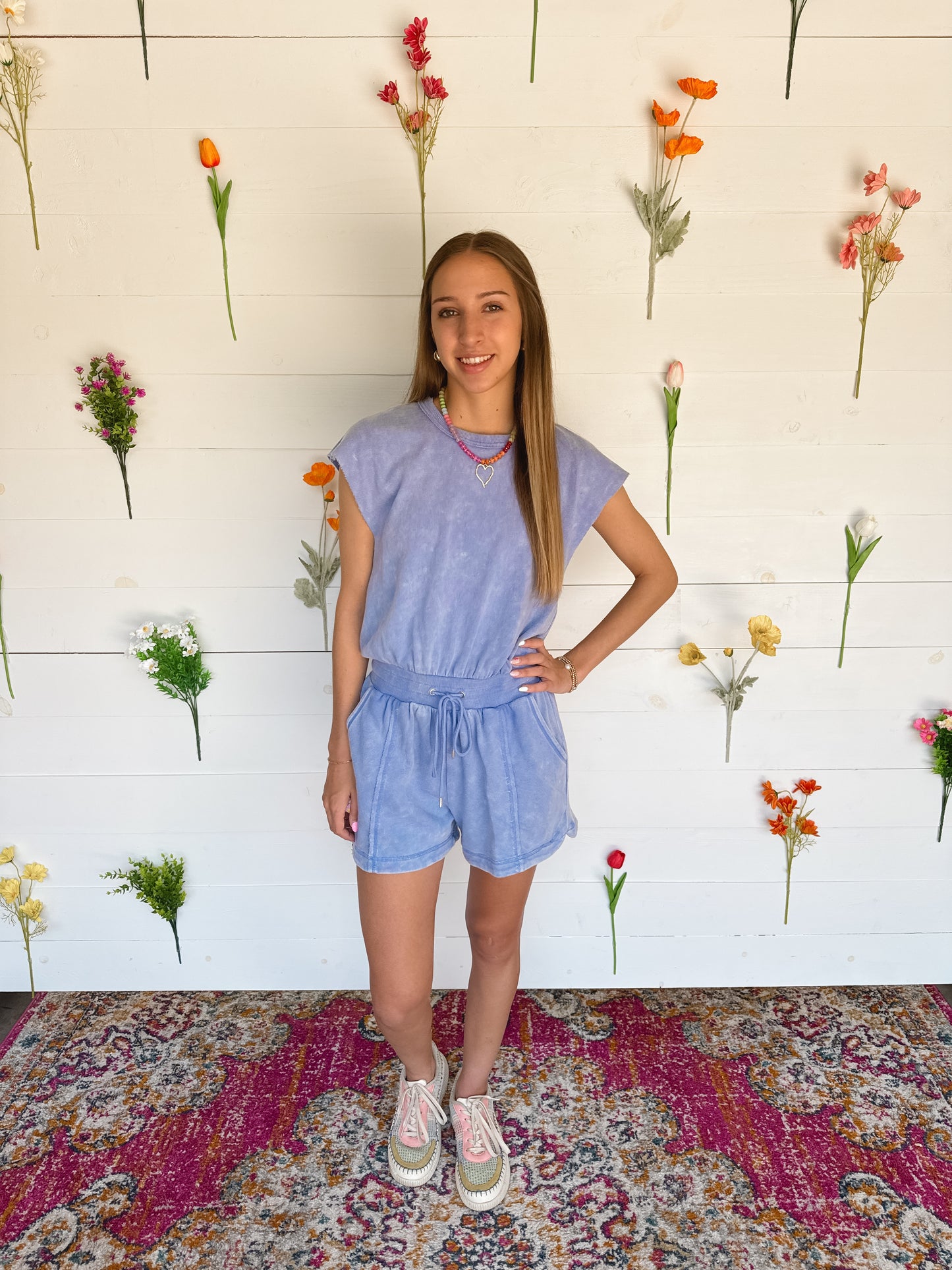All Day Chill Romper - Washed Blue