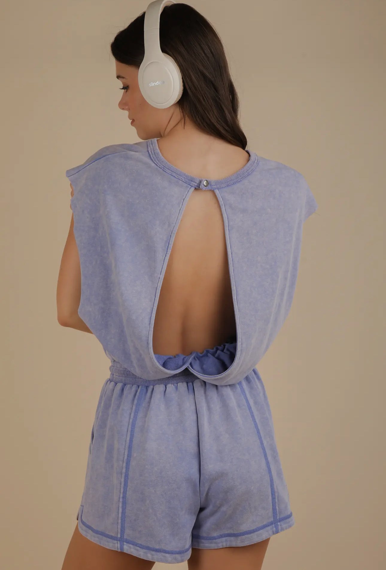 All Day Chill Romper - Washed Blue