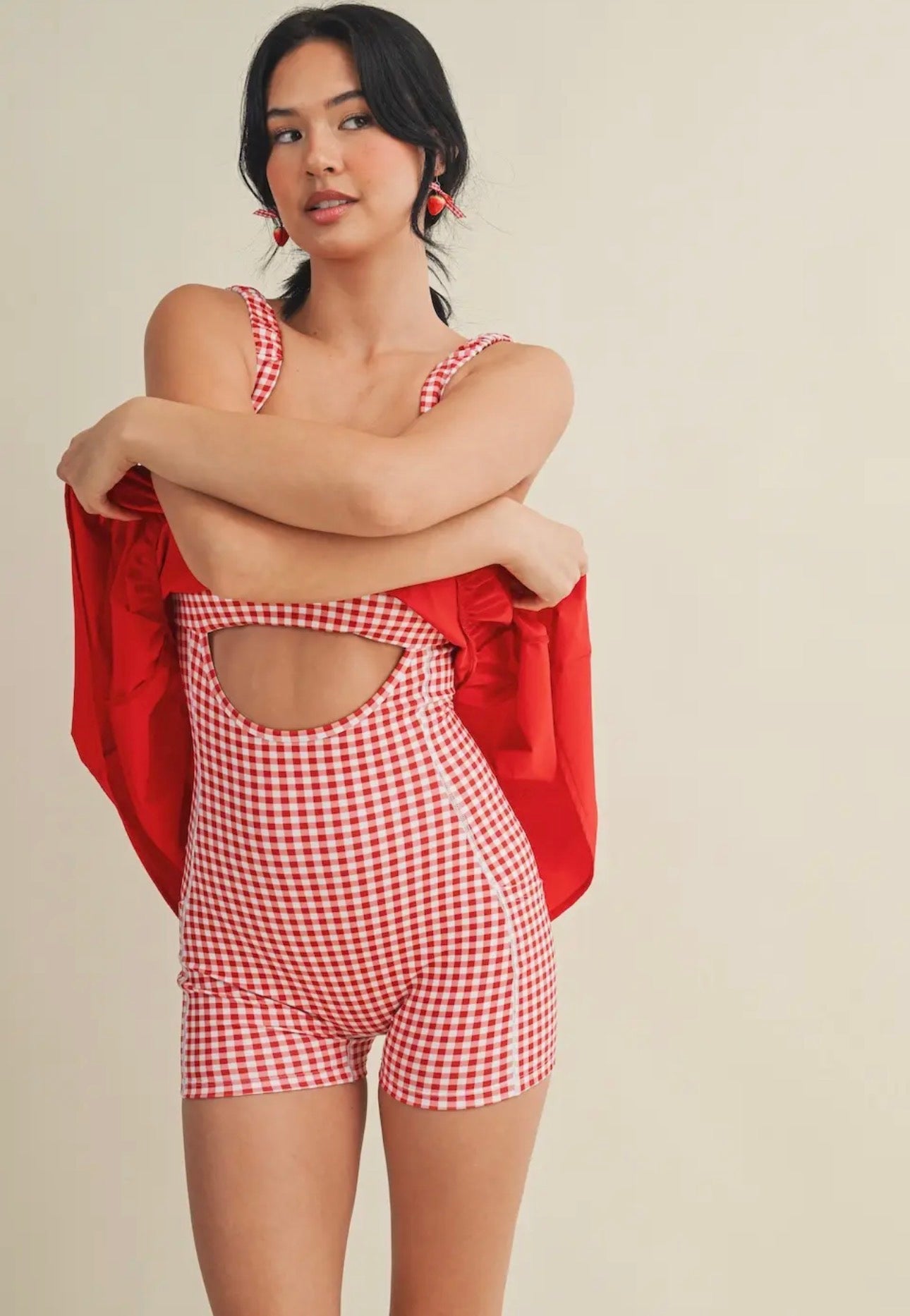 Off Duty Romper Dress - Red
