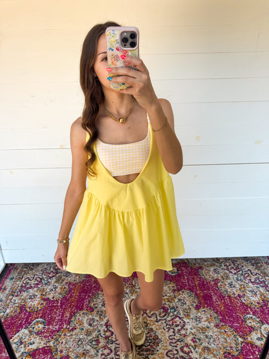 Off Duty Romper Dress - Yellow