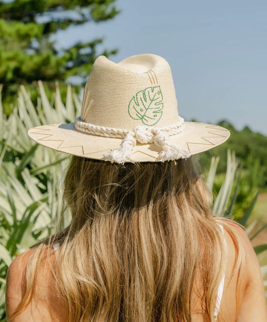 White Palm Hat - Monstera Leaf