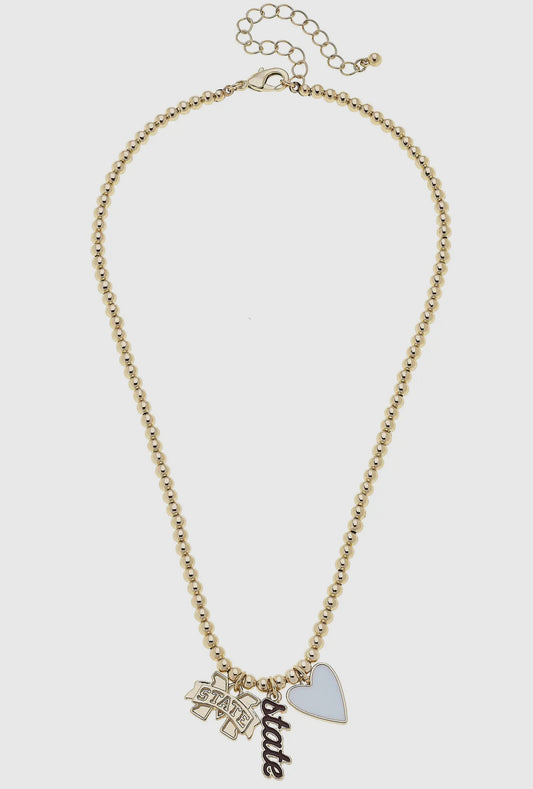 Mississippi State Beaded Charm Necklace