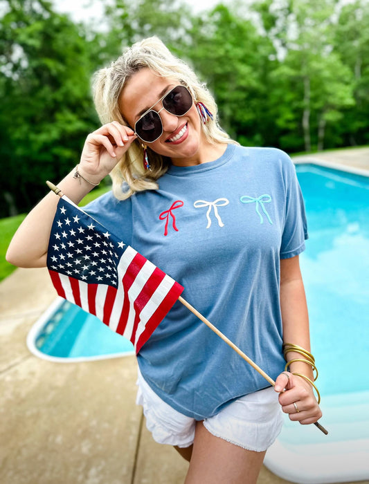 Red, White & Bows Tee